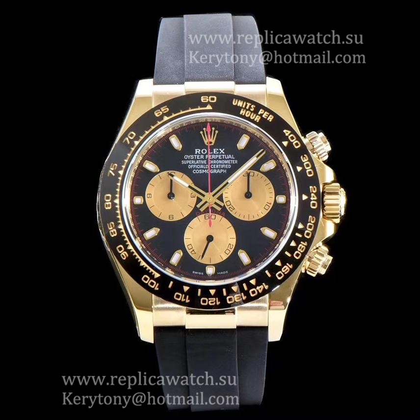 Fake R01ex Daytona Paul Newman 116518 LN ARF V2 Yellow Gold Black Dial 4130