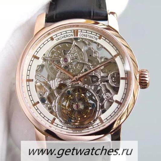 Shop Vacheron C0nstan1n Patrimony Tourbillon Rose Gold Skeleton & White Dial Tourbillon